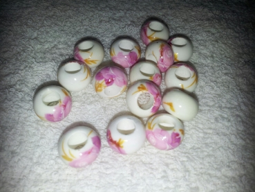 P - PORZELLAN PERLE MIT BLUME